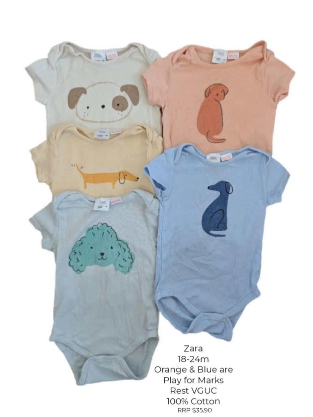 ZARA 5-Piece Dog Onesie Bodycuit Set 18-24m
